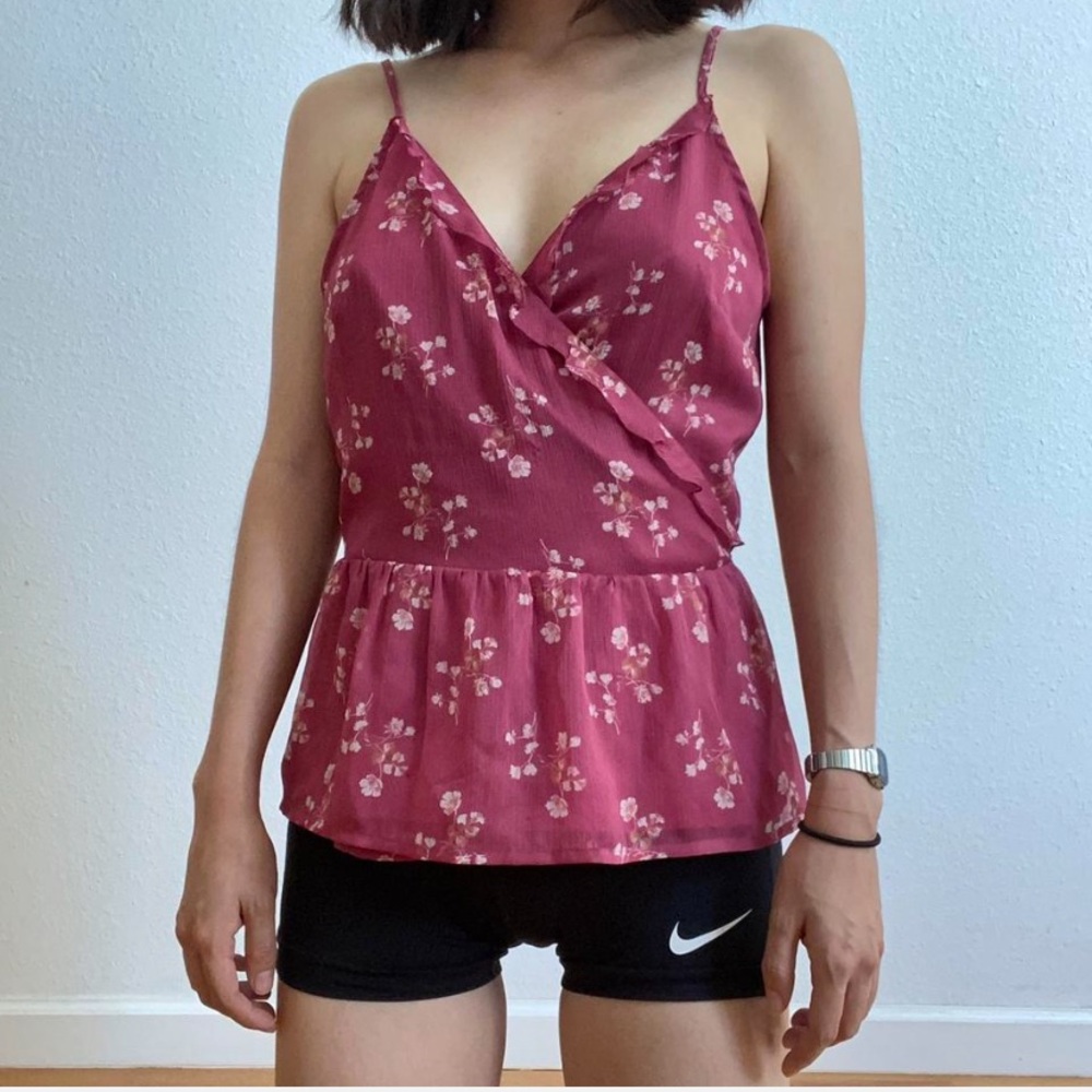 Floral Chiffon Wrap Blouse